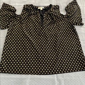 Michael Kors Black and Gold Cut Out Blouse